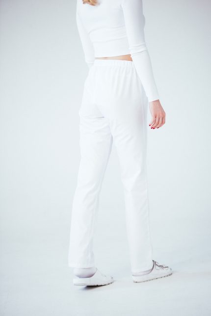 Meditsiinilised naiste tööpüksid valged kuni 180 cm, Медицинские женские брюки белые, Medical women's trousers white 180 cm