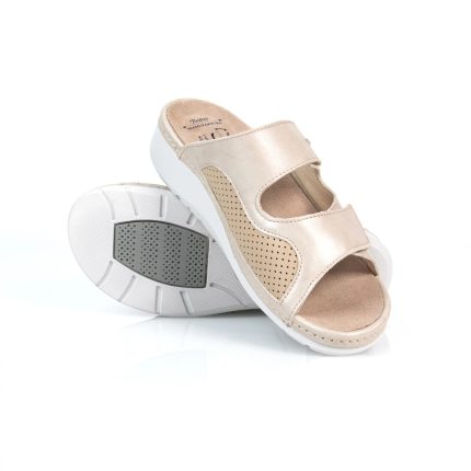 Женские кожаные ортопедические шлепанцы Trudi Beige